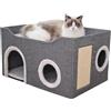 Generico Cuccia Gatto e cani Lettino Per Gatti, Cuccia Gatto Interno, Cuscino per Gatto Pieghevole da Interno,Casa pieghevole con terrazza e tiragraffi, Adatto per Gatti