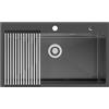 Auralum Lavandino Cucina 75 x 45 cm, Lavello Cucina 1 Vasca con Scolapiatti da Appoggio, Lavabo Cucina Acciaio Inox con Troppopieno, Sifone e Set di Drenaggio, Lavello Cucina Nero Antracite