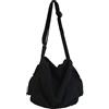 Junerain Borse a tracolla in tela for uomo e donna, in morbida tela tinta unita, for viaggi casual, studenti, borse for la scuola, borse multiple in tela, street tote, Nero, 29CM*25CM*22CM