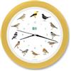 KOOKOO Singvögel Giallo-Crema, l'orologio degli uccelli canterini, orologio da parete rotondo con richiami naturali di uccelli, movimento al quarzo