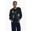 Desigual Maglione jacquard con fiori ricamati