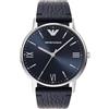 Emporio Armani Orologio Uomo, movimento a tre lancette, cassa in acciaio inossidabile argento da 41 mm con cinturino in pelle, AR11012