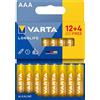 VARTA Pile AAA, 12+4 (16 pezzi), Longlife, Alcaline, 1,5V, ideale per telecomandi, sveglie, radio, orologi da parete, imballaggio riciclato al 90%, Made in Germany