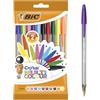 BIC Penne a Sfera, Cristal Multicolor, Colori Assortiti, Punta Larga (1.6 mm), Confezione 10 Penne Colorate, Fornitura per Cancelleria Scuola