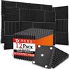TOUO Pannelli acustici 12 pezzi 30×30×2,5 cm Neri in schiuma piramidale ad alta densità Fonoassorbenti per pareti e soffitti Studio Ufficio Gaming