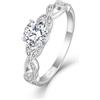 starchenie Anello Donna Argento 925 Foglia di Olivo con Zirconia Rotondo per Promessa Matrimonio Anniversario San Valentino