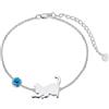 LONAGO Braccialetto Gatto Argento Sterling 925 Carino Gatto con Pietra Natale Braccialetto Gioielli per Donne, 7 inches, Argento sterling, Zirconia cubica