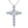 MICMIF Moissanite Diamante Collana a Croce da Donna, 1 Carato Ciondolo Croce in Moissanite Catena 41+3,5cm Anniversario Gioielli Collana da Sposa Fidanzata Moglie Mamma in Argento 925