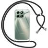 Pnakqil Cover per Honor X6b con Cordino, Trasparente Custodia con Laccio Tracolla Cellulare Girocollo Collana Protettiva per Honor X6b 6.56, Nero