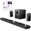 ULTIMEA 9.1ch Dolby Atmos Soundbar TV con 2 Altoparlanti Posteriori, Sound Bar Staccabile con Subwoofer da 6,5″, Barra RGB per TV, Potenza Massima 470W, Controllo App, HDMI/OPT/AUX/BT, Apollo S90