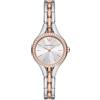Emporio Armani Orologio da Donna, Movimento a Due Lancette, in Acciaio Inossidabile, con Cassa da 28 mm e Bracciale in Pelle o Acciaio, Argento/Oro rosa