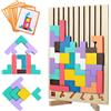 XWUX Puzzle di Legno 3D Tetris, Tetris Gioco per Bambini, Giochi Montessori, Giocattoli Educativi, Puzzle Legno di Intelligenza con 10 Carte e Borsa Portaoggetti, Regali per Bambini di 3, 4, 5 e 6 Anni