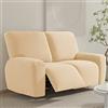 FANSU Copripoltrona Relax Reclinabile Elettrica Universale, Elasticizzato Copripoltrona 2 posto con Tasche, Fodere Poltrona Relax Lavabile Rimovibile (Beige)