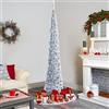 YHANEC Albero di Natale Pop Up, 180cm Pieghevole, Salvaspazio Albero di Natale Stretto e Alto, Slim con Supporto, Paillettes Scintillanti, per la Decorazione(Argento)