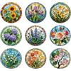 ANATTASOUL 9 Pezzi di Pattern Fiori E Vetrate Sottobicchieri Legno, Sottobicchieri per Bevande,Coaster per Tavolino del Caffè, Decorazione per Cucina e Sala da Pranzo