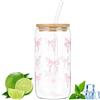 YYTECH Bicchiere in vetro con coperchio e cannuccia, Tazze in Vetro a Forma di Lattina, Tazza da Caffè Ghiacciata, Bicchieri da Caffè Ghiacciato,per Soda,Smoothie,Bubble Tea,Cocktail