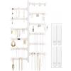 All Hung Up Organizer da parete a 12 ripiani: organizer da parete per orecchini a ramo rotante a 120 fori, supporto per collane, anelli e bracciali: alto 43,2 cm, strisce di comando incluse (bianco)