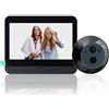 Bewinner Videocitofono Wireless, WiFis Spioncino per Porta Videocitofono Videocitofono 1080P, Videocitofono 4,3 Pollici Videocitofono Digitale con Rilevamento Movimento PIR,
