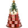 HOMCOM Calendario Avvento di Natale a Cono con Motivi a Tema e 10 Luci a LED, 22x22x35 cm, in Compensato, Rosso Verde e Giallo|Aosom