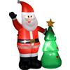 HOMCOM Babbo Natale Gonfiabile 150cm con Albero, Decorazione Natalizia per Esterno con Luci a LED, in Poliestere Impermeabile IP44|Aosom