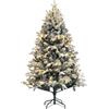 HOMCOM Albero di Natale Artificiale 180cm con 793 Rami, Luci LED e Rami Innevati, Verde