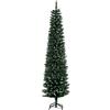 HOMCOM Albero di Natale Innevato Artificiale Alto e Stretto con 570 Rami, Base Rimovibile e Pieghevole, Φ53x190cm, Verde|Aosom