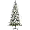HOMCOM 210cm Albero di Natale Artificiale Innevato con 250 Luci LED Incorporate Colorate, 829 Rami e Base Pieghevole, Verde | Aosom Italy