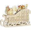 HOMCOM Calendario Avvento di Natale in Legno a Forma di Slitta con 24 Cassetti da Riempire, Decorazioni e Luci a LED, 45x10x31cm | Aosom Italy