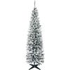 HOMCOM 180cm Albero di Natale Pino artificiale rivestito in floccaggio bianco con rami 390, base pieghevole rimovibile|Aosom