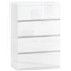 HOMCOM Cassettiera Moderna 4 Cassetti Antiribaltamento in Legno, 55x33x80 cm, Bianco Lucido