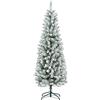 HOMCOM Albero di Natale 180cm con 479 Rami Innevati, Design Alto e Stretto con Base Pieghevole, Verde