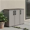 Dmora - Armadio da esterno Gesves, Mobile balcone multiuso, Armadietto outdoor 3 ante, 100% Made in Italy, 102x37h84 cm, Grigio e Nero, Finitura righe