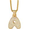 Richsteel Ciondolo a Lettera Bolla con Zirconia Cubica, Ciondolo Numero 0-9 Scintillante, Gioielleria Hip Hop alla Moda, Nome Personalizzabile, con Confezione Regalo, Zirconia cubica, Zirconia cubica