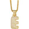 Richsteel Ciondolo a Lettera Bolla con Zirconia Cubica, Ciondolo Numero 0-9 Scintillante, Gioielleria Hip Hop alla Moda, Nome Personalizzabile, con Confezione Regalo, Zirconia cubica, Zirconie