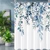 Gibelle Tenda da doccia blu eucalipto, foglie di piante ad acquerello con fiori set tenda da doccia con ganci, 72 x 72 cm