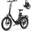 ONESPORT OT16-2 Bici Elettrica Pieghevole, 20 E-City Bike Portatile con 250W Motore & 48V 17Ah Batteria Rimovibile, Display LCD & Bluetooth APP, Bici Pieghevole Adulto, Unisex (Bianco)