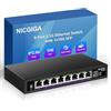 NICGIGA 8 Port 2.5G Ethernet Switch with 10G SFP Uplink, NICGIGA Unmanaged 2.5Gb Network Switch, Plug & Play, Desktop/Wall-Mount, Fanless Metal Design.