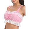 Satini Femminuccia con Volant Pizzo Attillato Chiffon Trasparente Lingerie Bralette (Rosa Fucsia, M)