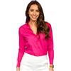 BOLF Donna Camicia a Manica Lunga Camicetta Formale Elegante Quotidiana Tempo Libero Festa Classica Basic Slim Fit Casual Style HH039 Fucsia M [B2B]