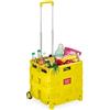 Relaxdays Carrello per Spesa Pieghevole, 35 kg Carico, Manico Telescopico, Carrellino Trolley Portaspesa, Cesto, Giallo, Alluminio, 98 x 45,5 x 37 cm