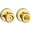 Kwikset Tylo - Pomello per porta con serratura, per bagno e camera da letto, in ottone lucido, senza chiave, 1 pezzo (confezione da 1)