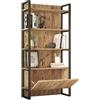 Dmora - Libreria Acasta, Scaffale da ufficio, Mobile portalibri, Biblioteca, 90x34 h180 cm, Quercia