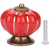 Tyenaza Manopole per armadietti, pomelli in ceramica a forma di zucca in stile europeo, per armadi, cassetti, armadietti dipinti a mano (8 colori) (rosso)