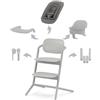 CYBEX Gold LEMO Seggiolone 4-in-1, 0 - 99 Anni, Dalla Nascita, Include Sdraietta, Sedile per Bambini, Vassoio, Riduttore per Neonati, Poggiatesta e Adattatore, Alluminio/Plastica, Suede Grey (Grigio)