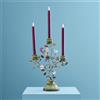WERNS Candelabro Portacandele Pappagallo 38cm Verde Oro Poliresina e Metallo