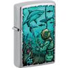 Zippo Accendino tascabile in cromo spazzolato con squalo nautico