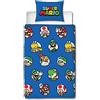 Character World Nintendo Super Mario - Set copripiumino singolo ufficiale, design continuo, reversibile, blu su 2 lati, prodotto ufficiale, con federa coordinata