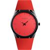 TONSHEN Fashion Unisex Uomo e Donna Acciaio Inossidabile Cassa e Gomma Cinturino Analogico Quarzo Orologio (Rosso)