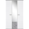 Forte EMILY Armadio 110 120, armadio con specchio per cameretta con 3 ante, 2 cassetti, ripiani, asta appendiabiti, bianco/effetto cemento grigio, 115 cm larghezza x 188 cm altezza x 53 cm profondità