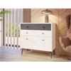 Forte Cassettiera HARLLSON, Montaggio Facile EasyKlix, Bianco con Grigio Tungsteno, Credenza con 3 Cassetti, Gambe in Legno Alte, Stile Scandinavo, Retro 90x86x41 cm